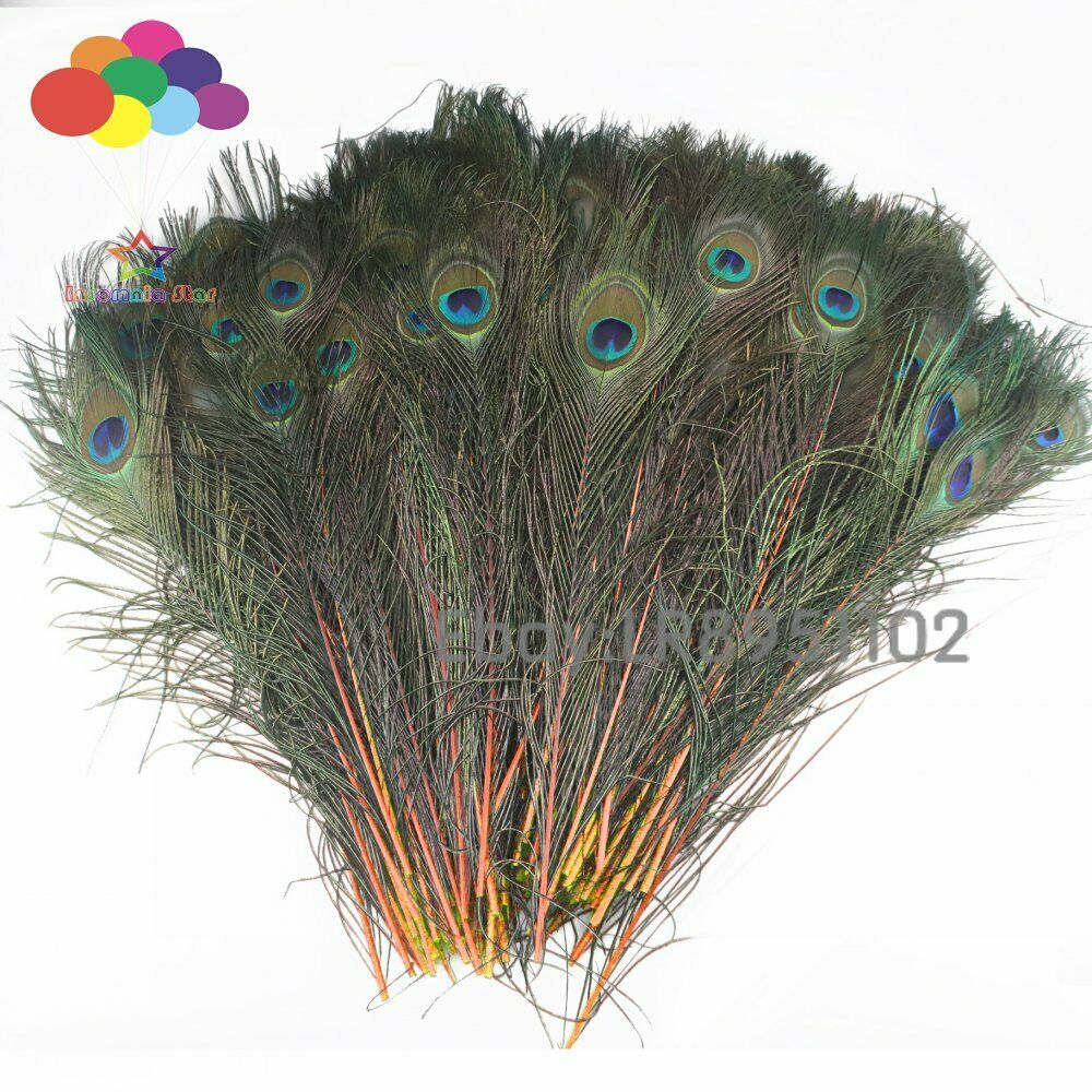 Peacock Feathers 100 Pcs / lot Length 40-45 CM Beautiful orange Diy Jewelry Deco