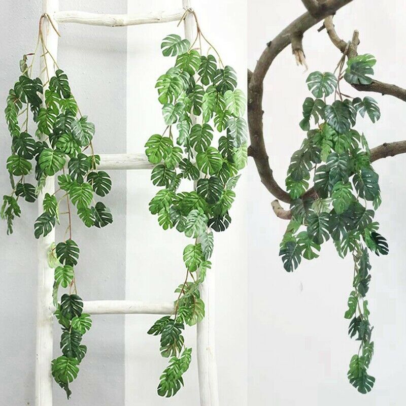 2 Pcs Artificial Monstera Vines 2.62 FT Turtle Leaf Rattan Faux Greenery MonstE7