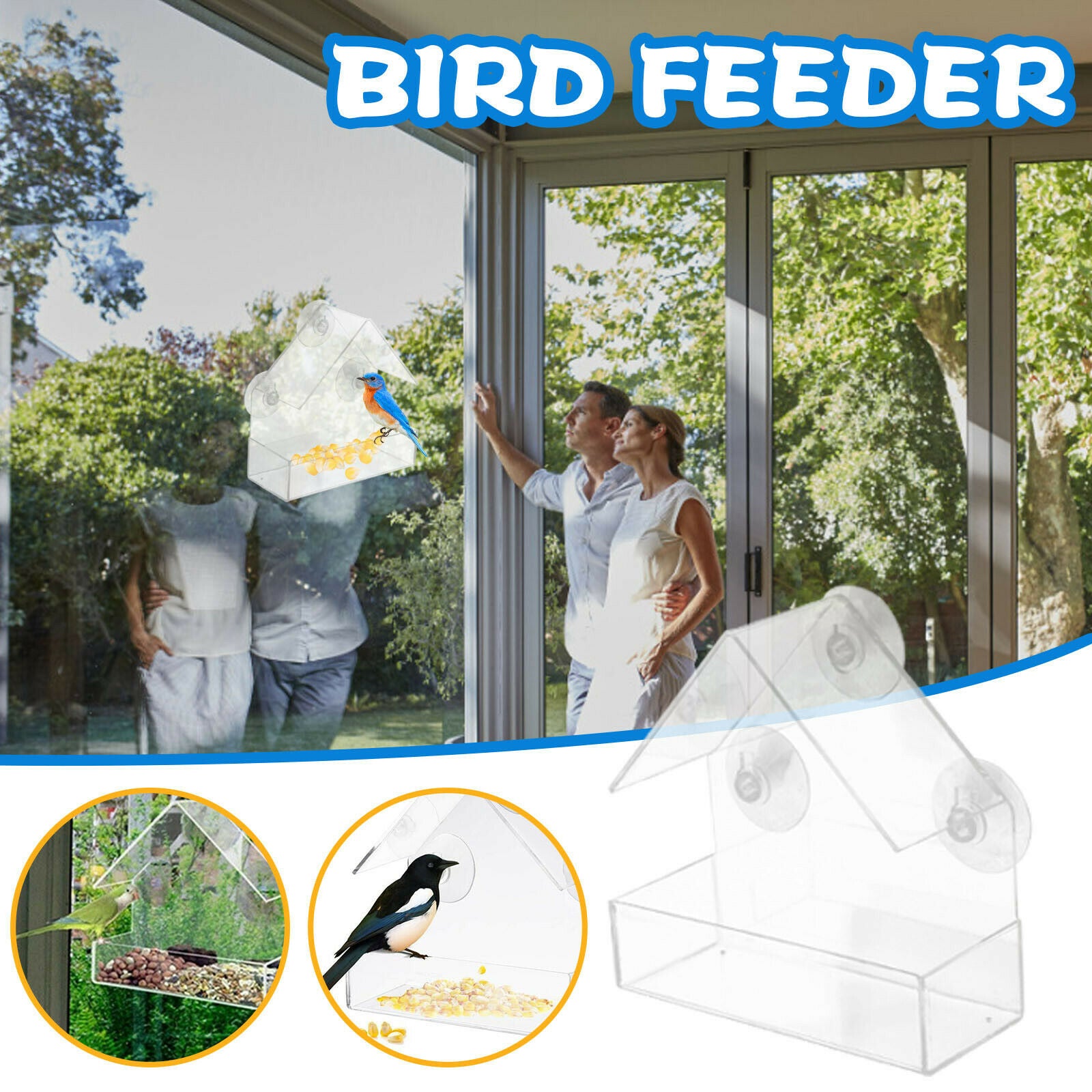 Outdoor Bird Feeder Garden Bird Feeding Acrylic Yard Decoration Windbreak Ball