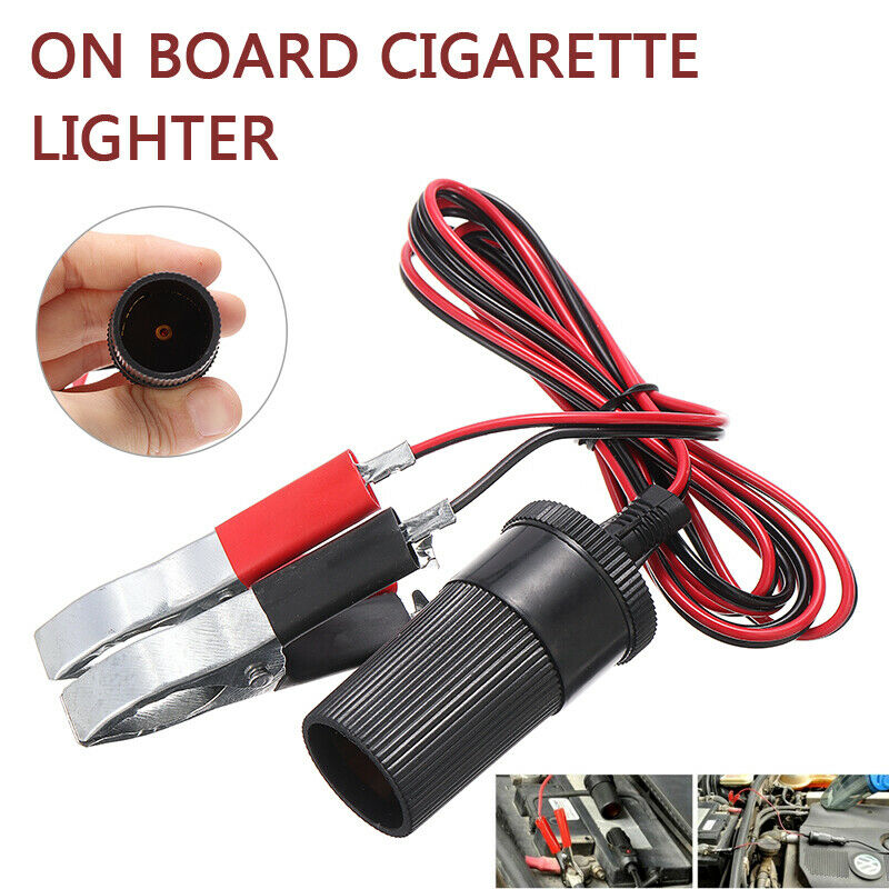 1.5m 12V Car Battery Terminal Clip-on Cigarette Lighter Power Socket Adapter