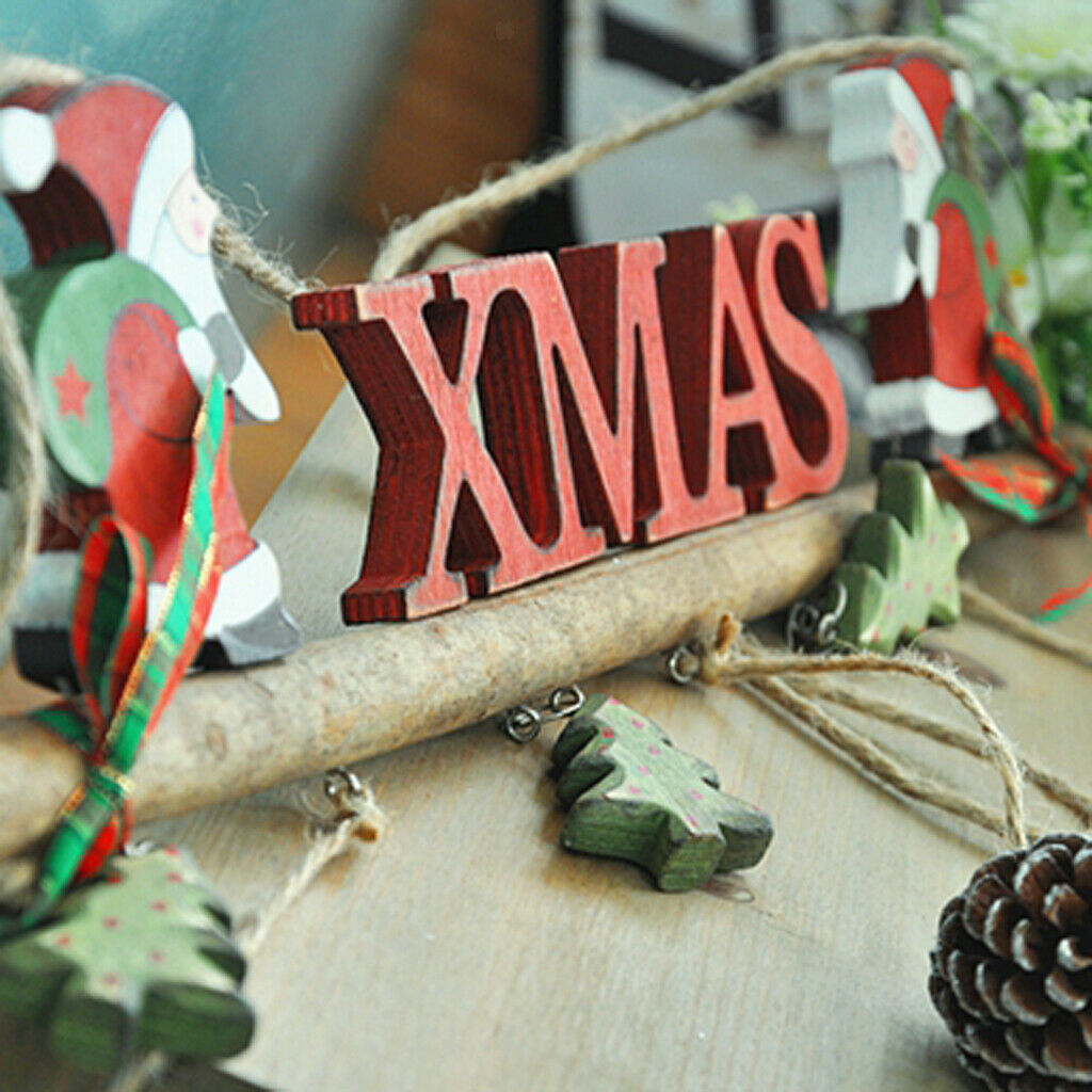 Merry Christmas Tree Hanging Ornaments Xmas Wood Door Hanging Decoration