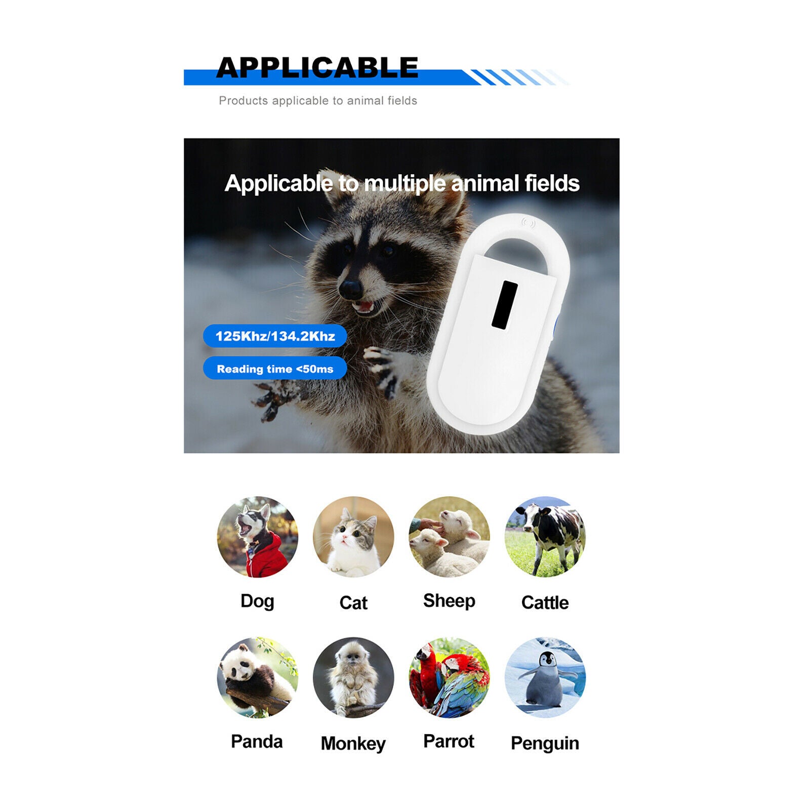 Animal Pet Chip Scanner EMID Digital Tag Reader FDX-B for Dogs Cats Horse