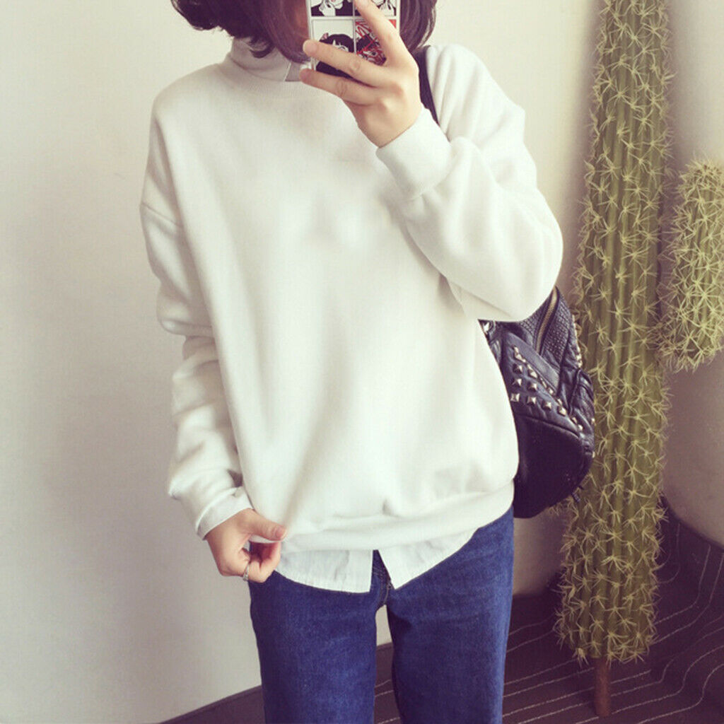 Autumn Solid Round Neck Long Sleeves Fleece Sweatshirts Unisex Loose Top 5XL
