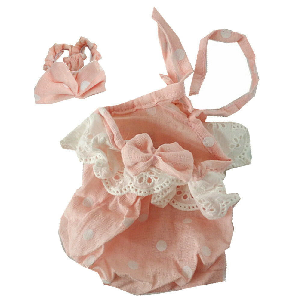 Handmade Lovely Polk Dot Printed Princess Newborn Headband Romper Dress