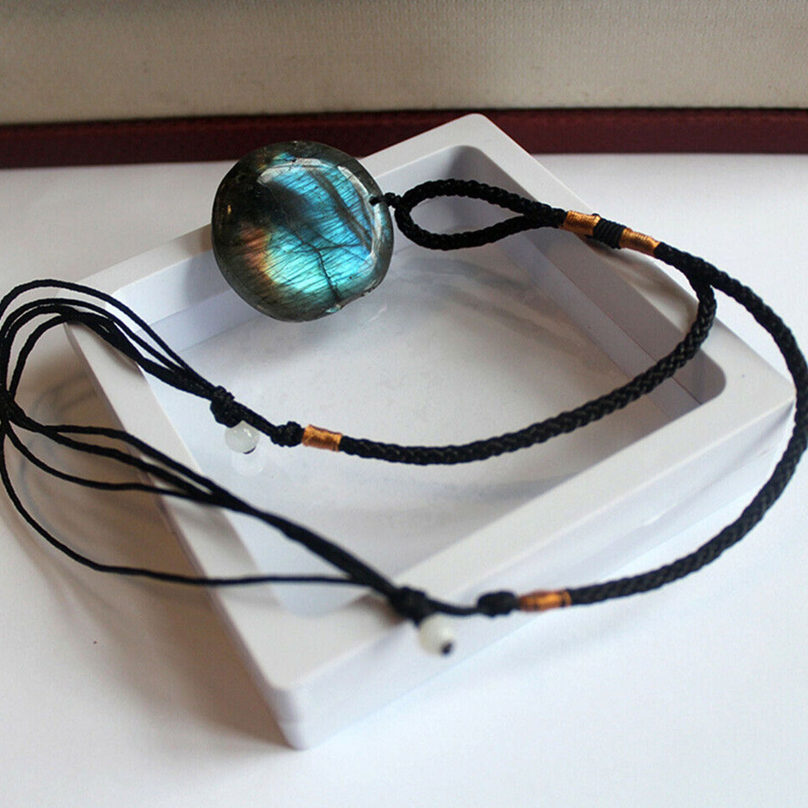 Newly Natural Labradorite Crystal Pendant Necklace Healing Stone Men Women Gift