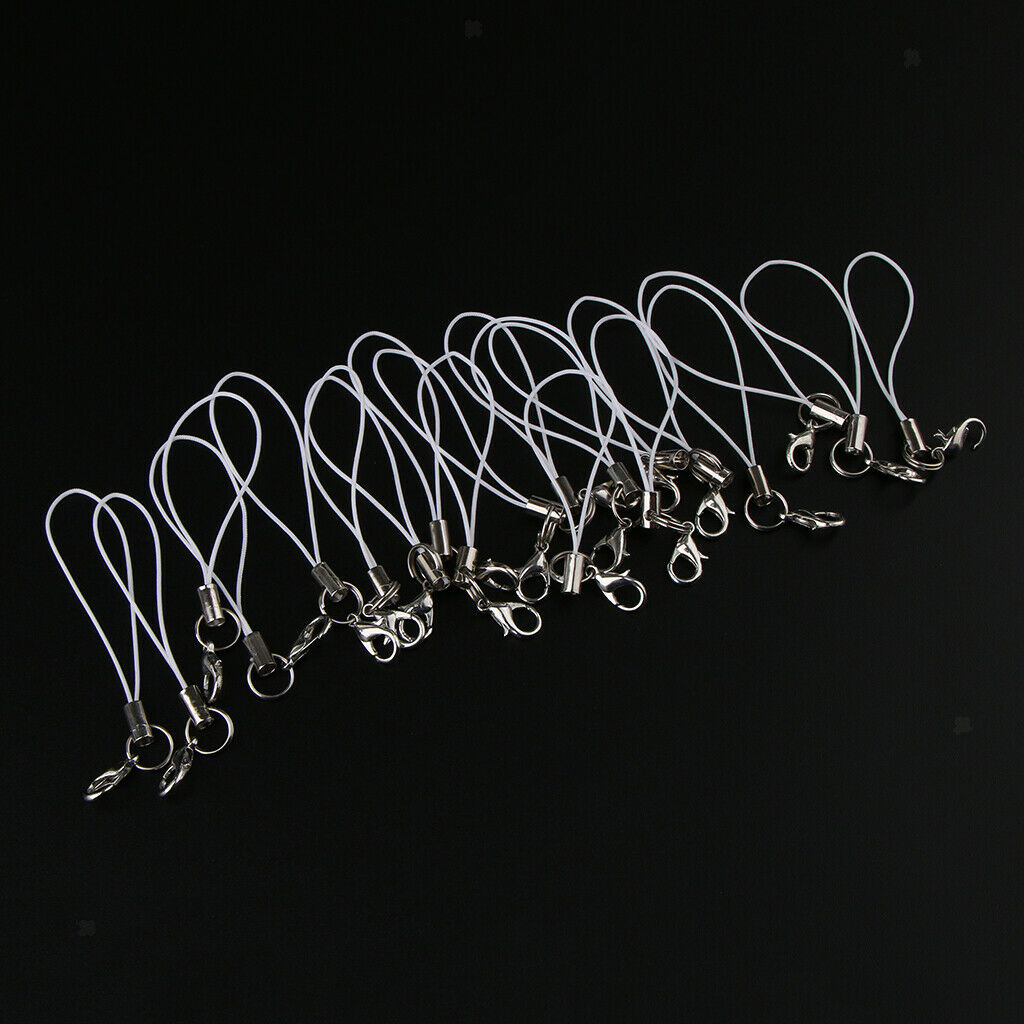 Set Of 40 Braided Polyester Cords With Clasp Hook DIY Carabiner Charm Black +
