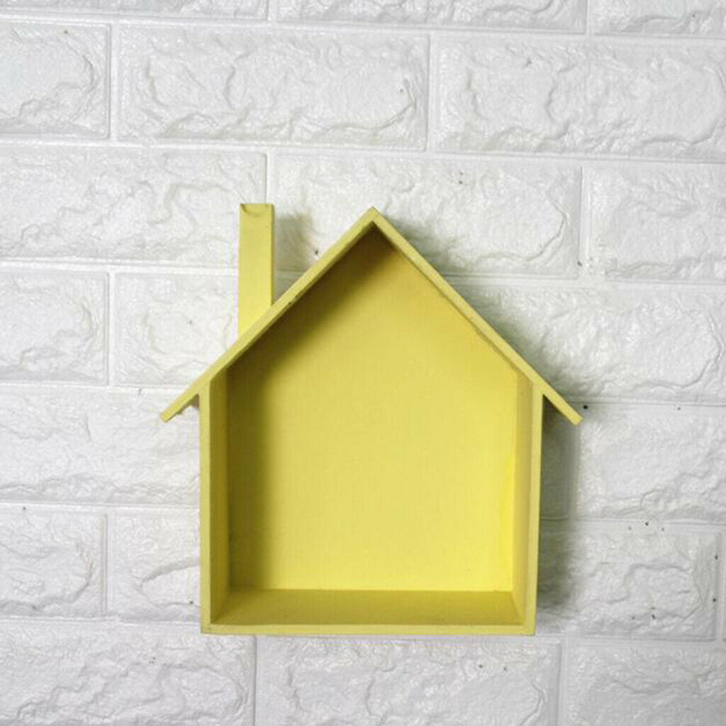 Wooden House Shaped Shelf Shelves Wood Children Bedroom Craft Decor Yellow
