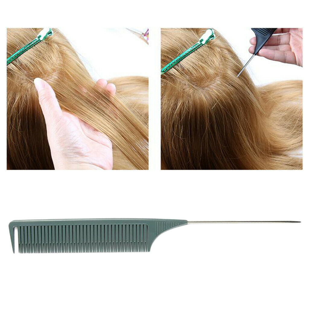 2Pcs Sectioning Weaving Highlighting Foiling Hair Comb for Salon Brush Gray