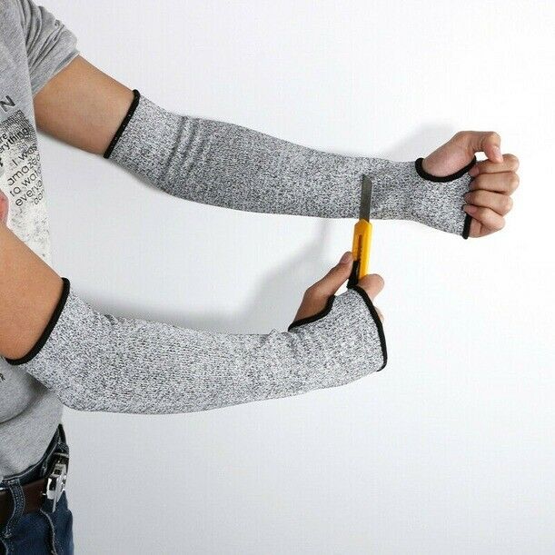 Grey Safety Anti Cut Heat Resistant Sleeves Arm Guard Protection Armband Glove