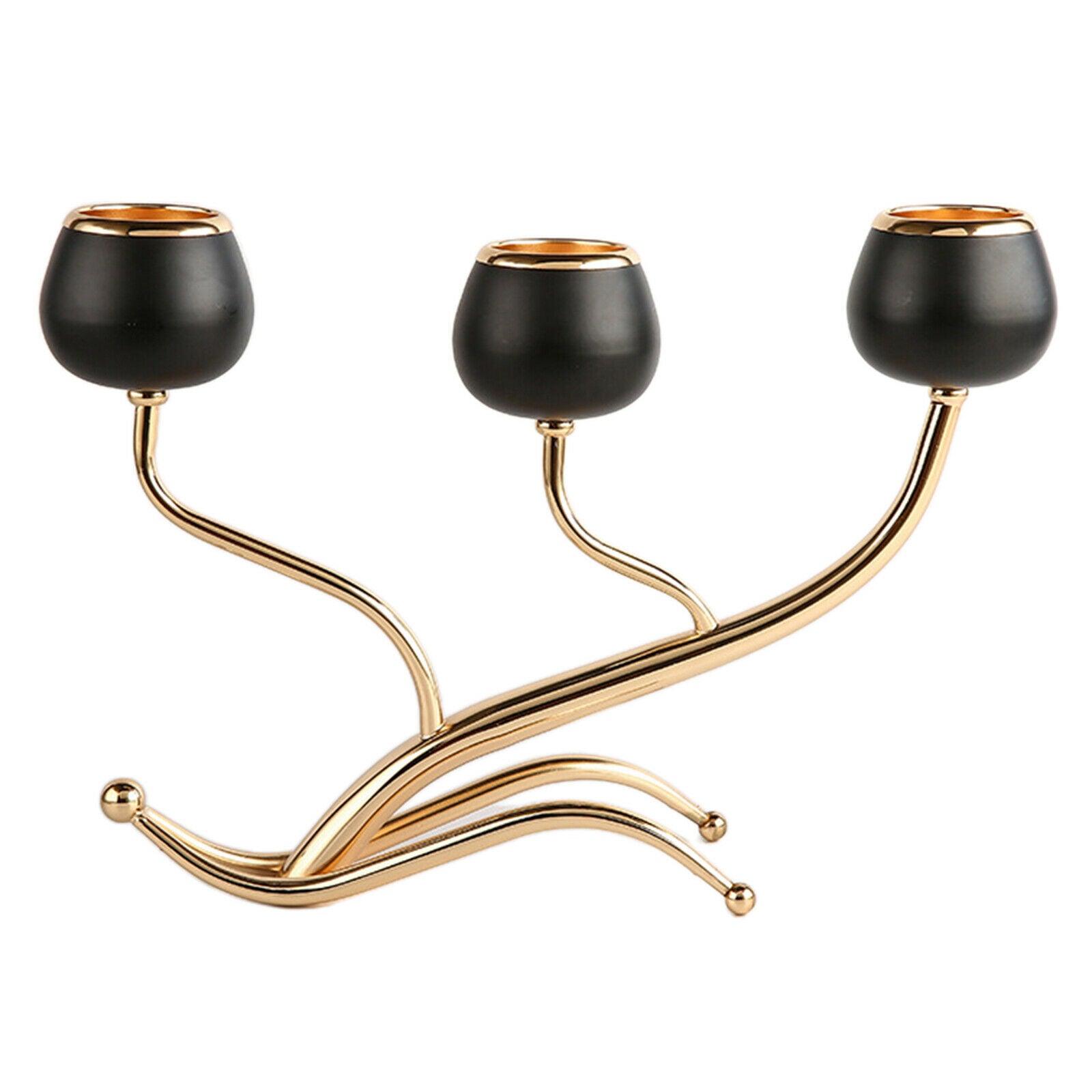Black 3 Arms Candle Holder Home Wedding Tealight Holders Ornament Decoration