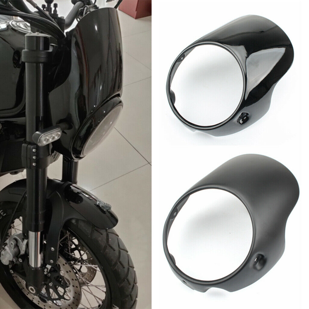 7" Black Motorcycle Headlight Fairing Screen Protector Kit Retro Style