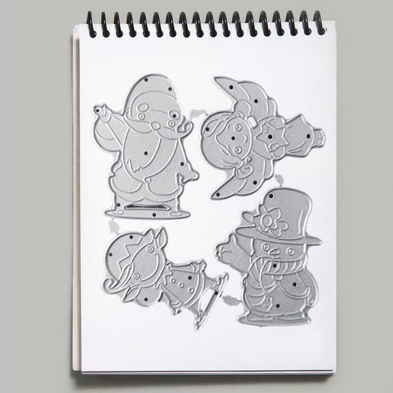 4 in 1 Christmas Figures Metal Cutting Die Decorative Embossing Cutting Stencil