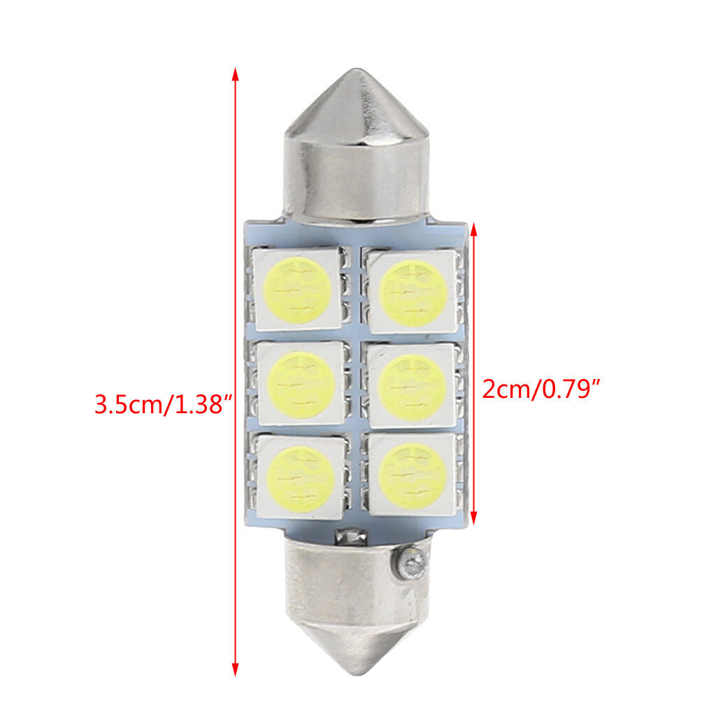 10X White 36MM 5050 6LED SMD Car Auto Interior Festoon Dome Light Lamp Bulb