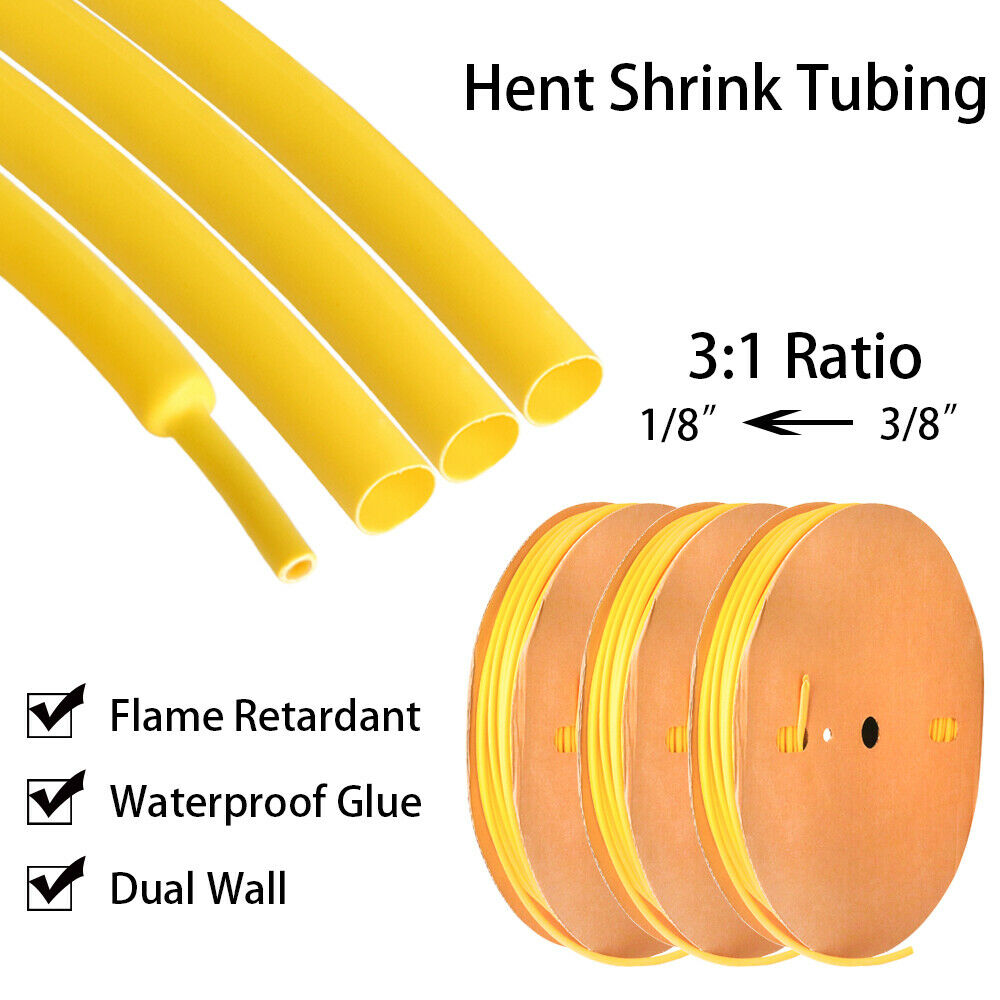 5ft 3/8" Yellow 3:1 Dual-Wall Adhesive Glue Lined Heat Shrink Tubing