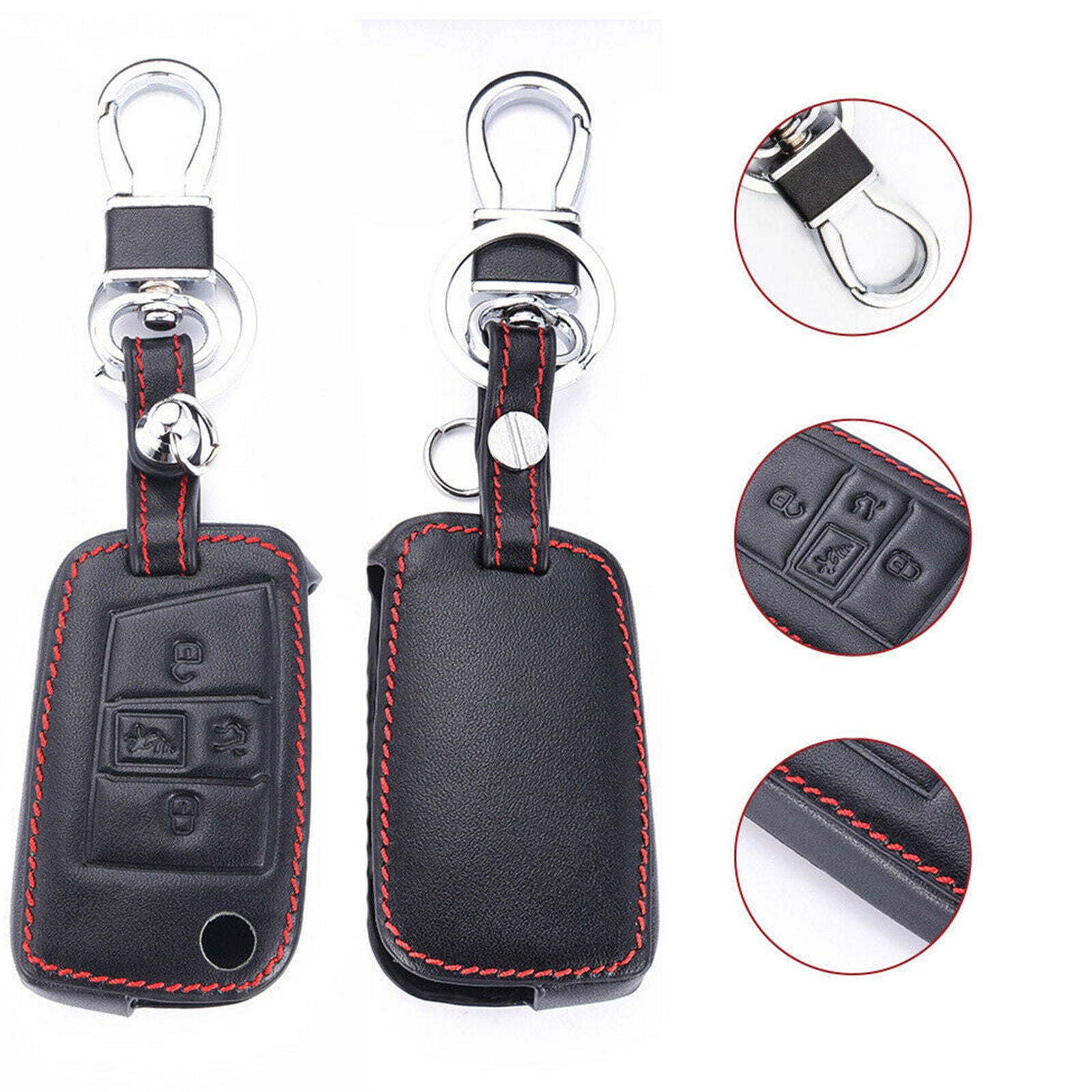 For VOLKSWAGEN VW Golf 4 Buttons Remote Key Fob Bag Holder Leather Cover Case
