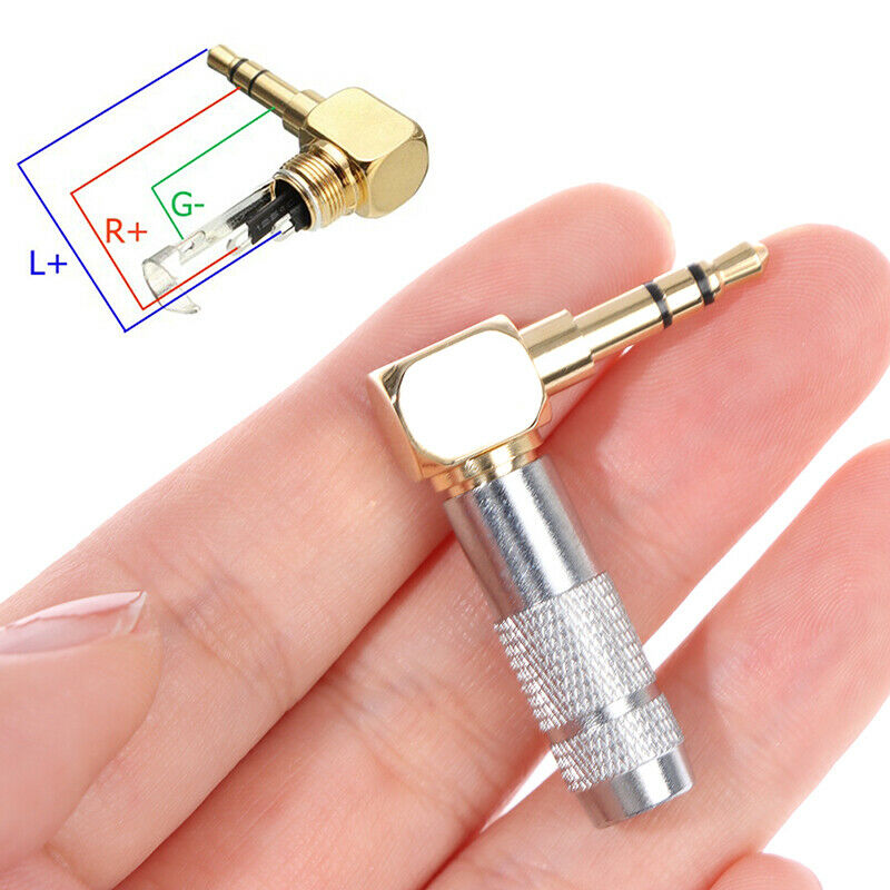 3.5mm Stereo 3 Pole Male Plug 90 degree Audio Connector Solder Adapter Pl.l8