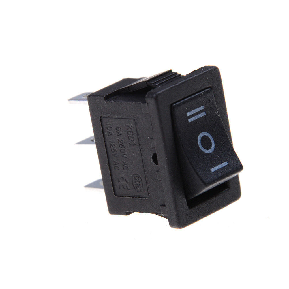 5Pcs SPDT On/Off/On Mini Black 3 Pin Rocker Switch AC 6A/250V 10A/125V JE   WF