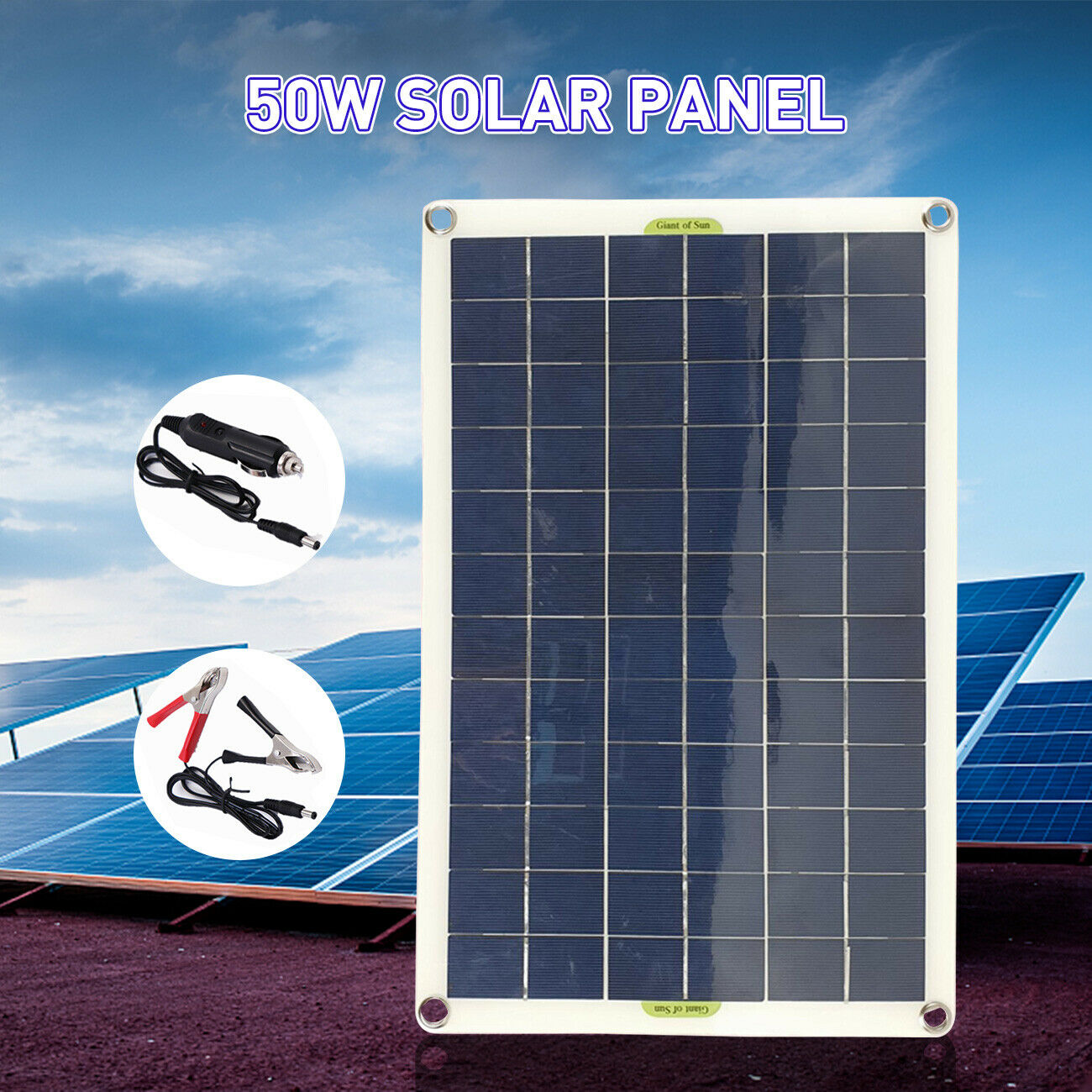 50W Solar Panel  USB Output Solar Cells Poly Solar Panel  for 12V/24V Battery LI