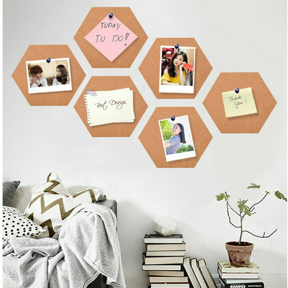 3Hexagon Cork Sheet Corkboard Self Stick For Bulletin Board Photo Wall Decor