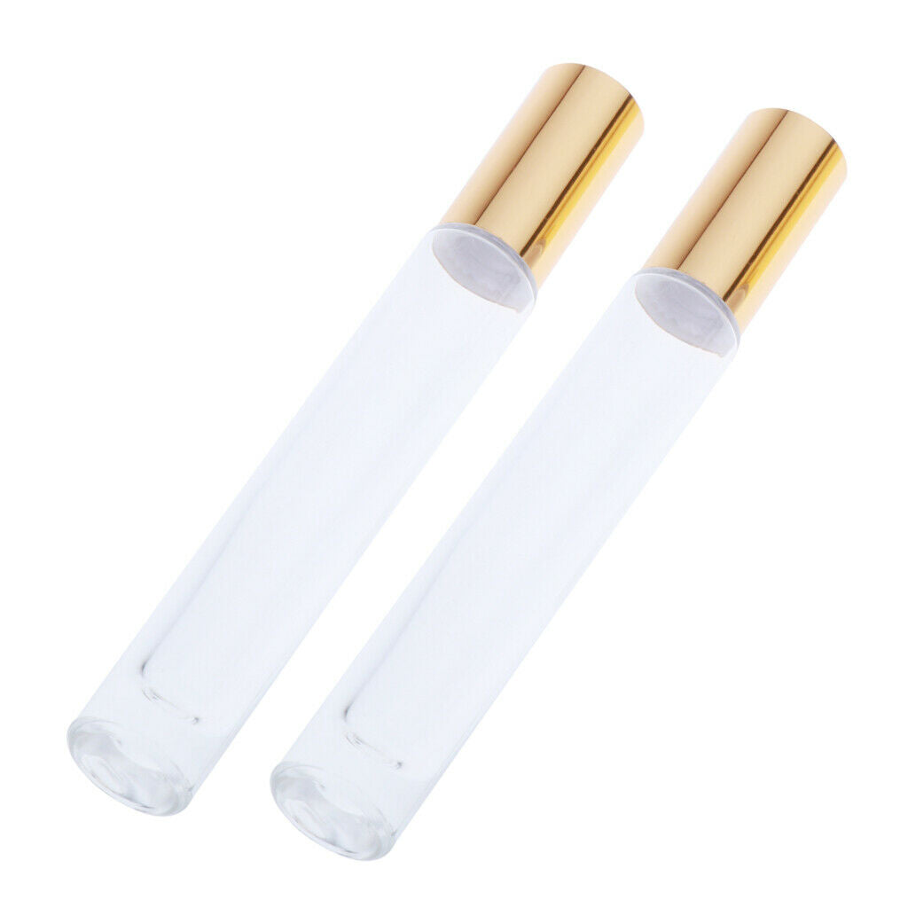 2X 10ml Empty Glass Perfume Essential Oil Roller Ball Bottles Cases Holder