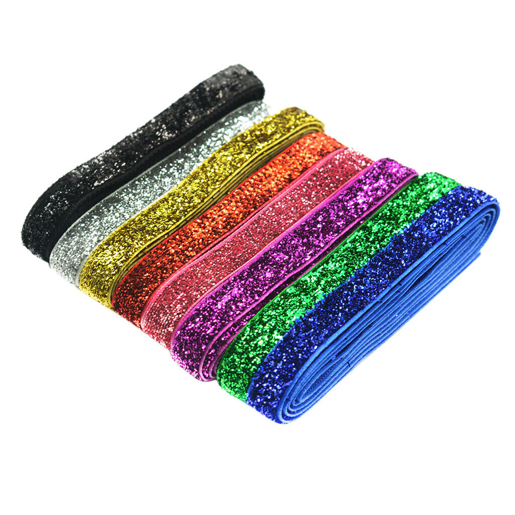 2X 8 Colors Glitter Velvet Ribbon Headband Clips Bow Wedding Decoration DIY