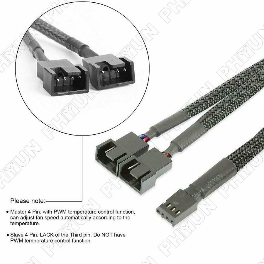 10 Pack 4-Pin PWM to Dual PWM Sleeved Computer Case Fan Power Y-Splitter Cable