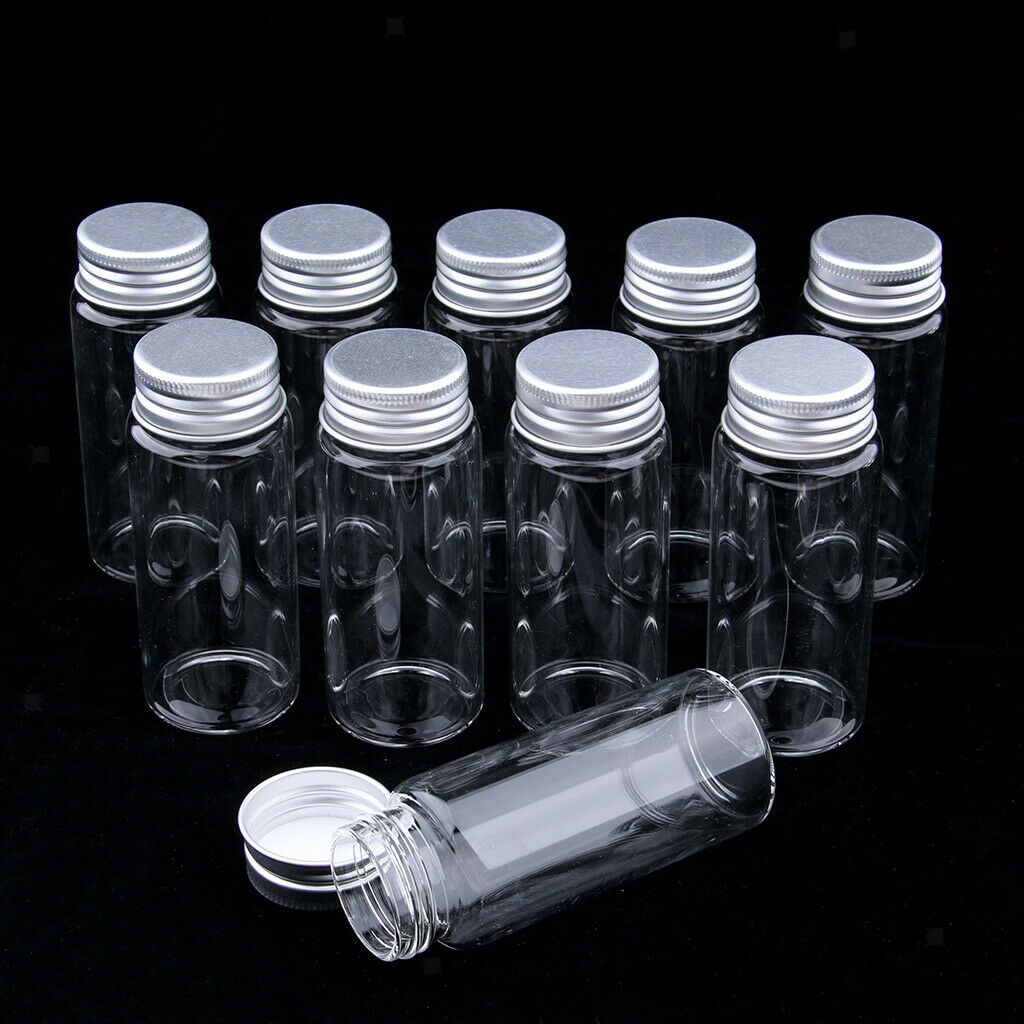 10x High Borosilicate Sample Vials Clear Glass Bottles wit Aluminum   50ml