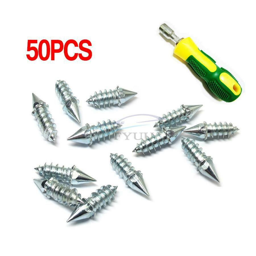 50Pcs Auto Car Tires Studs Spikes Wheel Anti-Slip Screw Studs+Installation Tool
