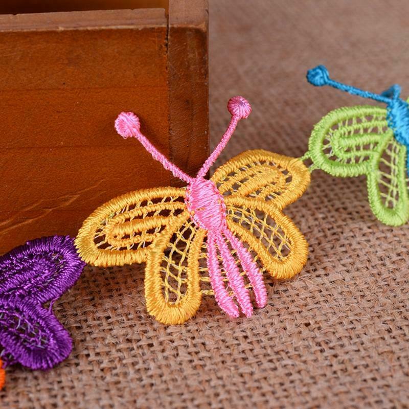 15 Yards Colorful Butterfly Decorating Lace Embroidered Trim Ribbon DIY Applique