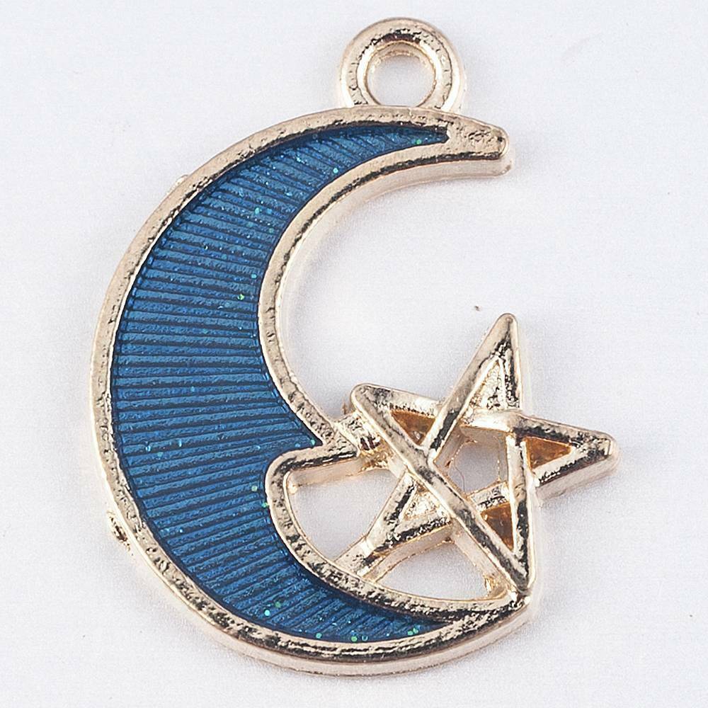 8*/Set Enamel Moon Star Planet Charms Pendant Jewelry Findings DIY Craft Making