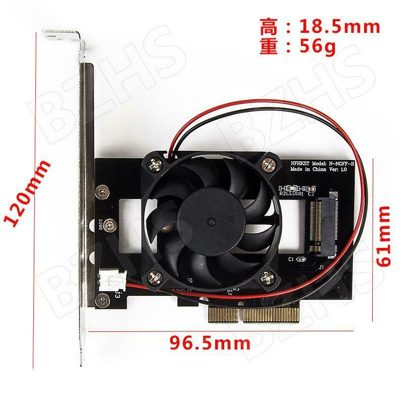 PCI-E 3.0 X4 Lane Host Adapter Converter Card M.2 M Key Ssd To Nvme+Fan
