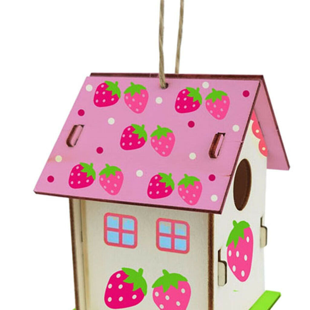 4x DIY Bird House Kit Hand Unfinished Build Paint Wooden Birdhouse Toddlers