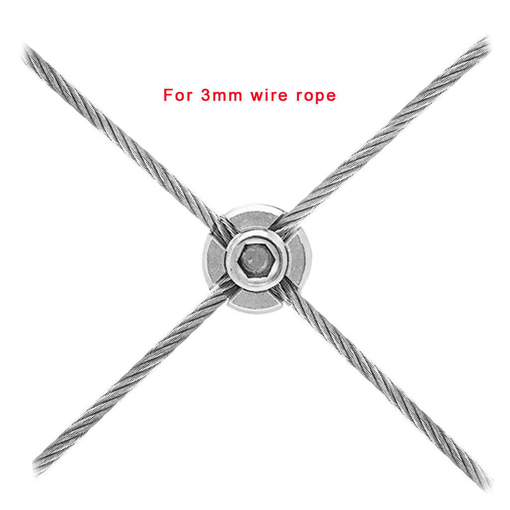 2 pieces marine 316 stainless steel 3mm wire rope trellis cross clips 90 degrees