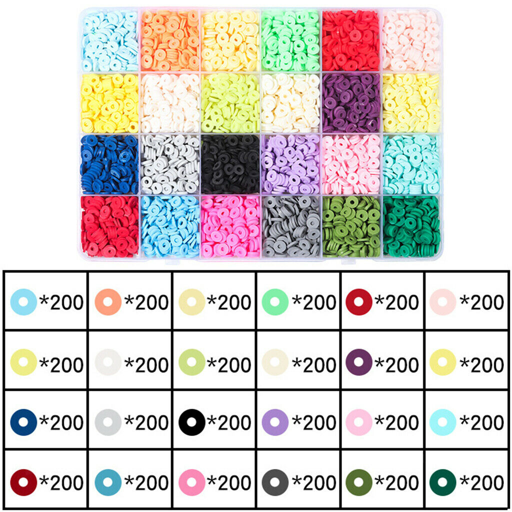 Clay Heishi Beads Flat Round Polymer Clay Disc Beads Handmade 24 Colors 6mm