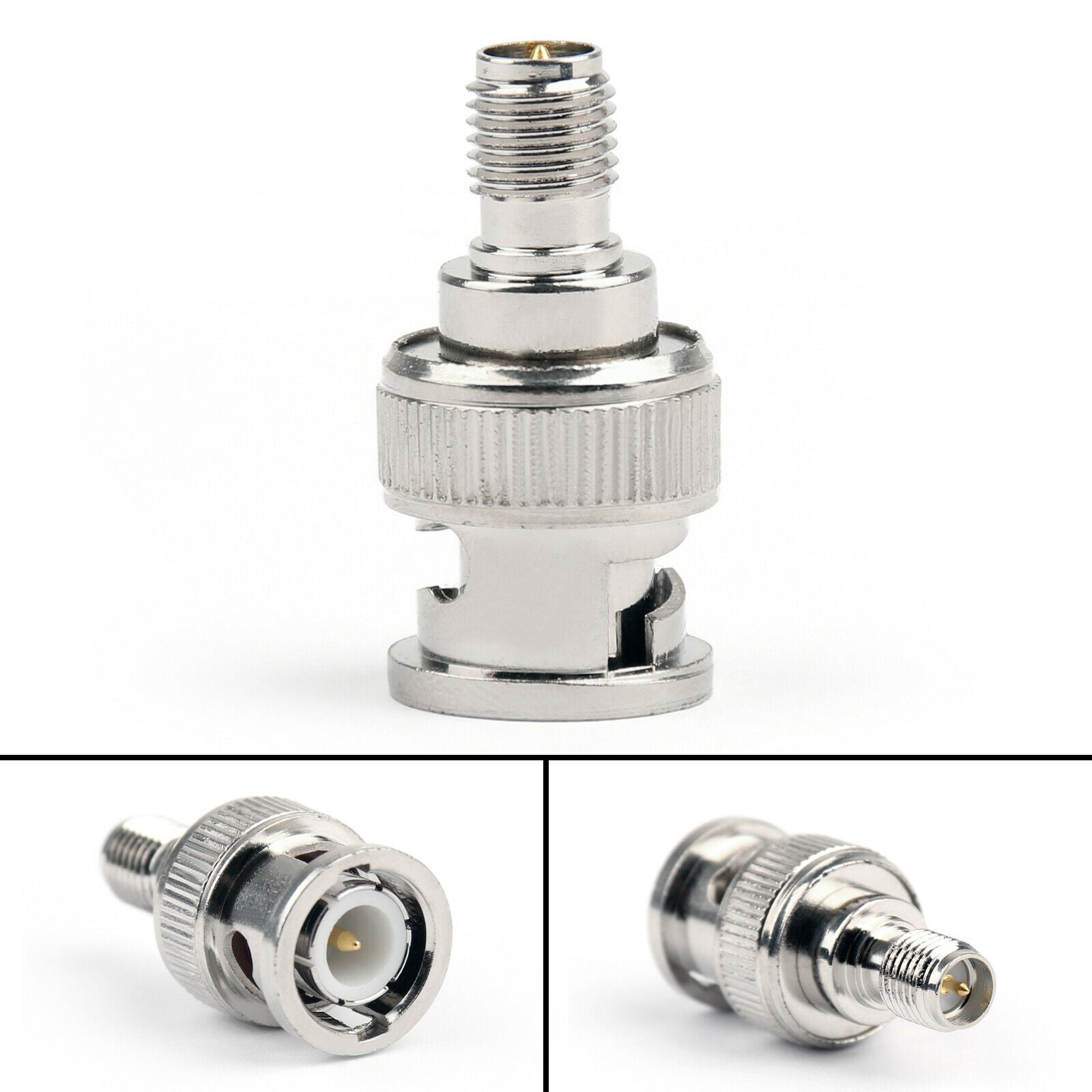 10Pcs BNC Male Plug To RP-SMA Female Jack Center 50Ω RF Coaxial Adapter CA