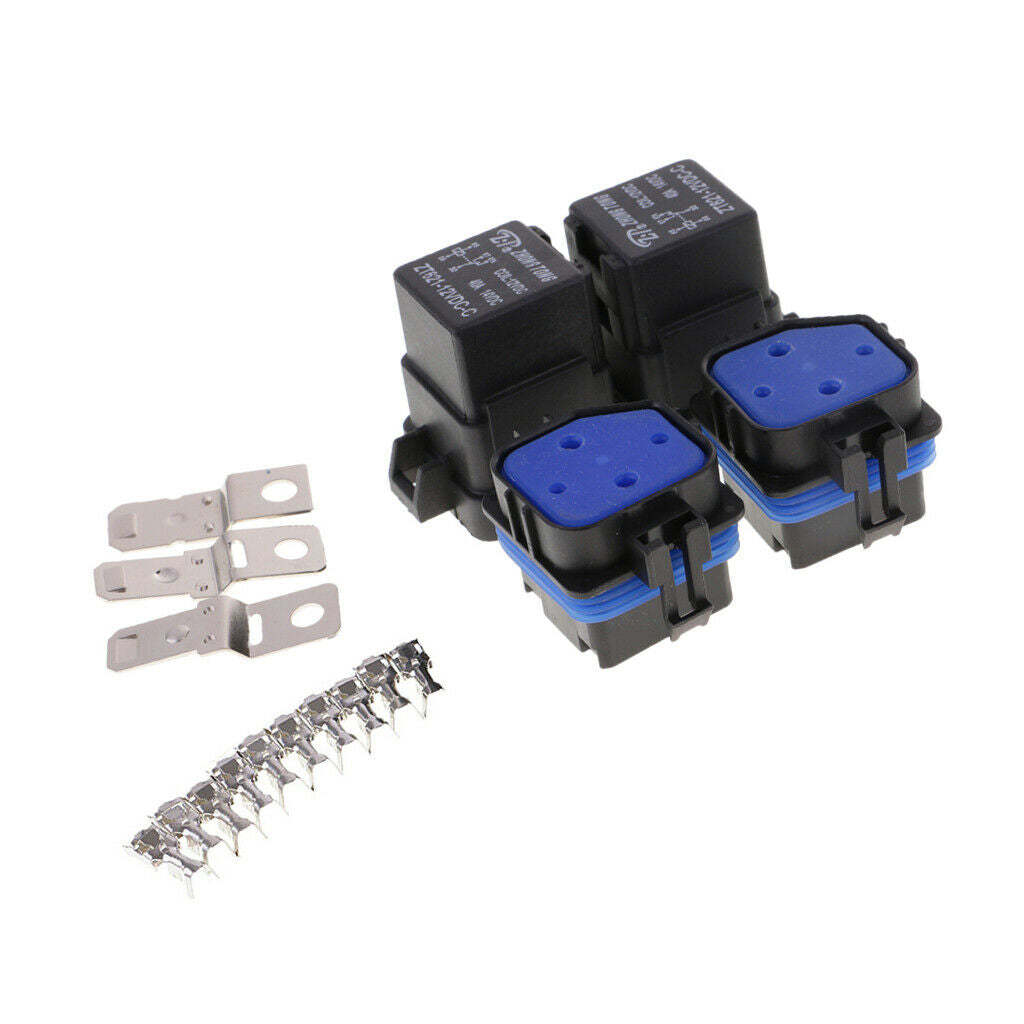 2 Set 40A 12V 5Pin Relay Socket Terminals for Car Motorcycle Boat Automotive