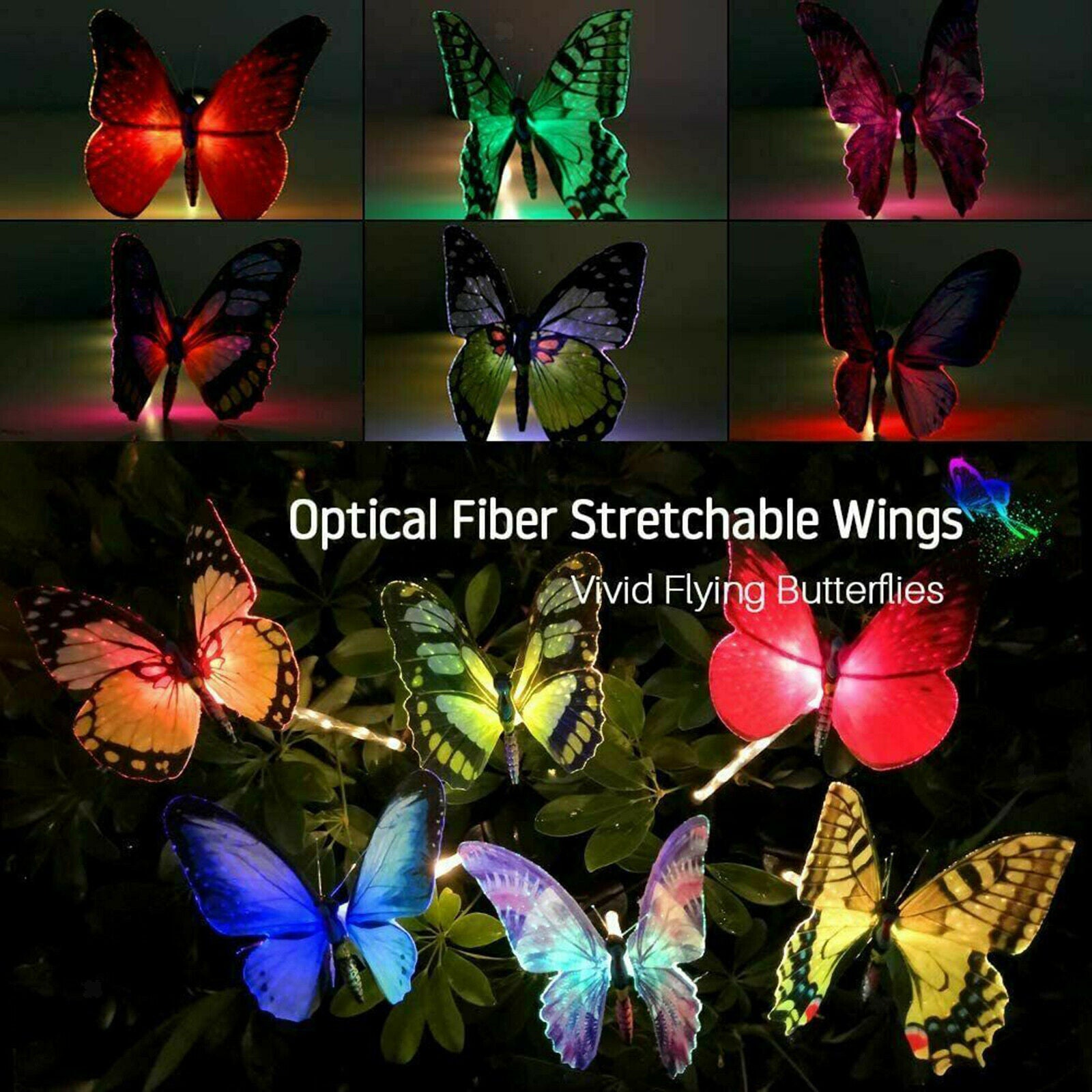 Outdoor Solar Butterfly Garden Lights Yard Lawn Ground Light Holiday Lamp