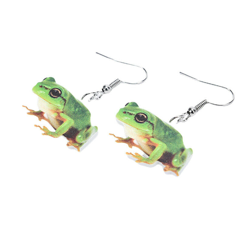 Cute Green Frog Earrings Dangle Drop Animal Jewelry For Girls Party Charm.l8