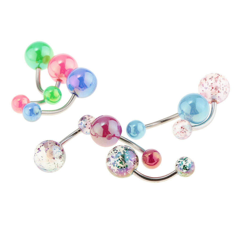 8 Pieces Assorted Color 316L Stainless Steel Navel Ring Bar Belly Ring