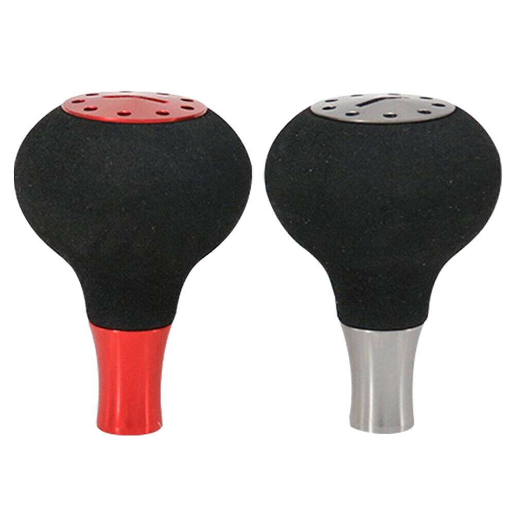 2x Red+Gray Fishing Reel Handle Knob Handle Grip Modification Power Knob