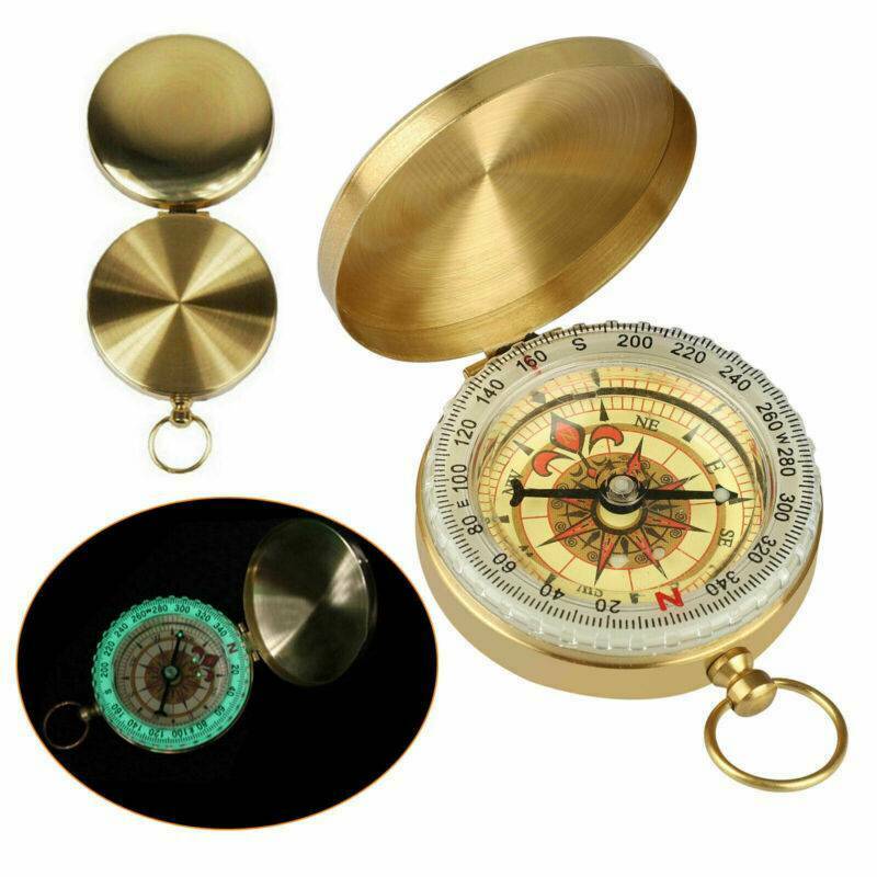 Outdoor Camping Compass Hiking Sports Navigation Pocket Watch Style Brass Tool