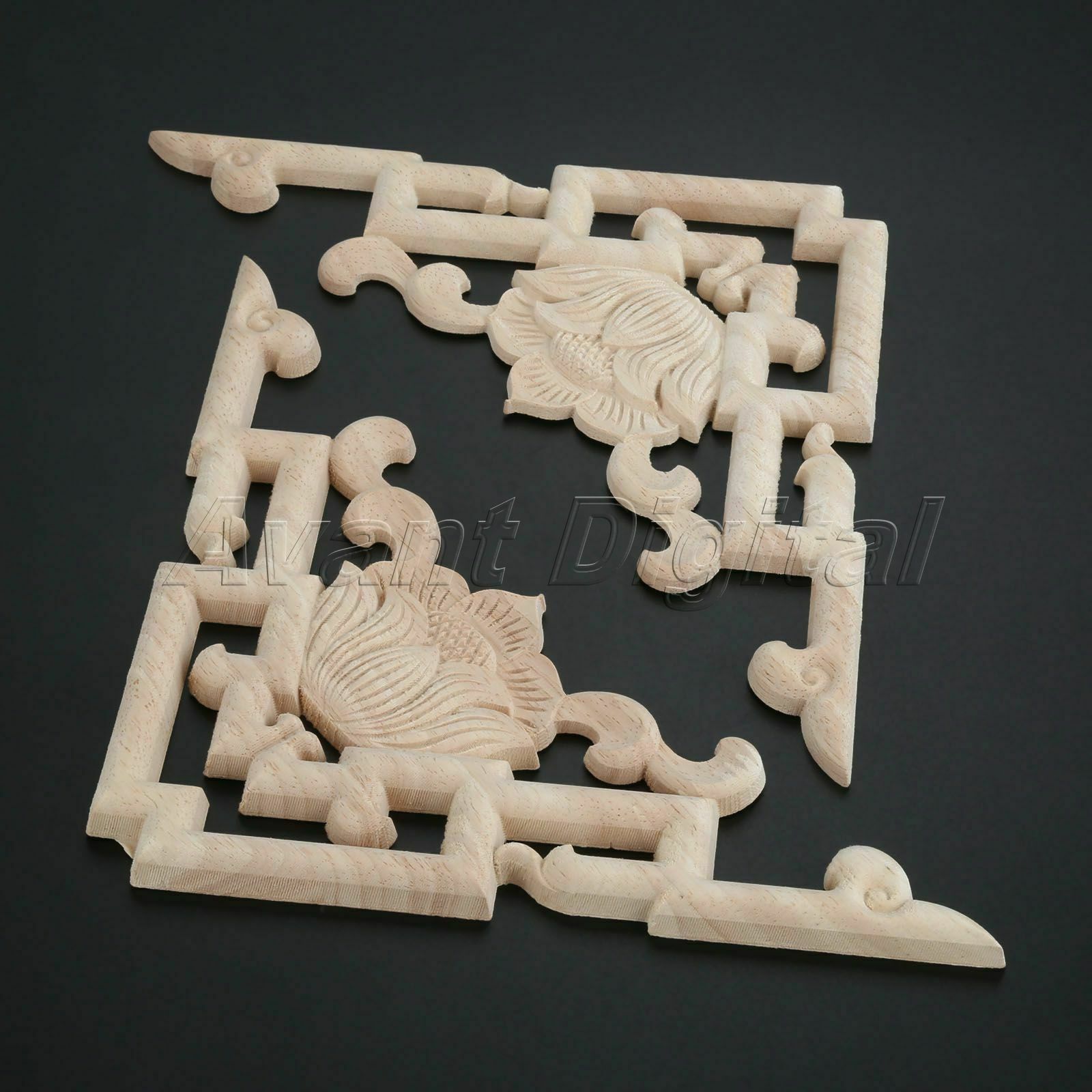 20*20cm Unpainted Wooden Carved Applique Furniture Home Decorative Dyes Easily
