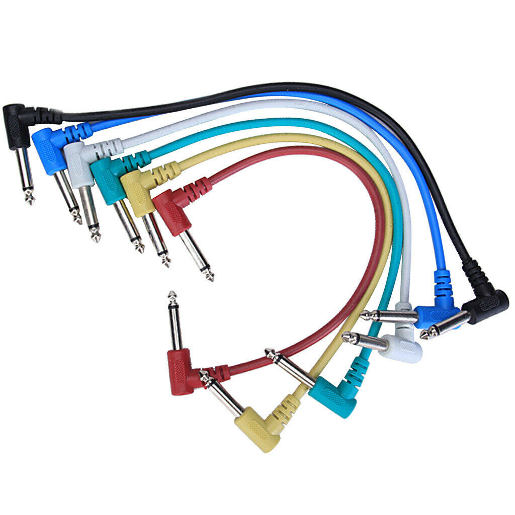6 Pieces Patch Cables Leads for Guitar Effect Pedal 6.35mm Jack 1/4" DIY