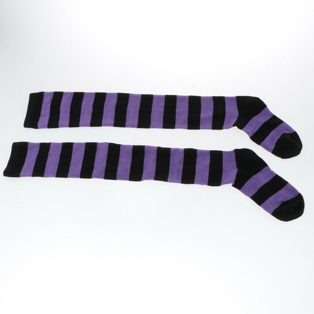 Female Striped Long Thigh High Socks Causal Soft Stockings Fancy Dress Socks