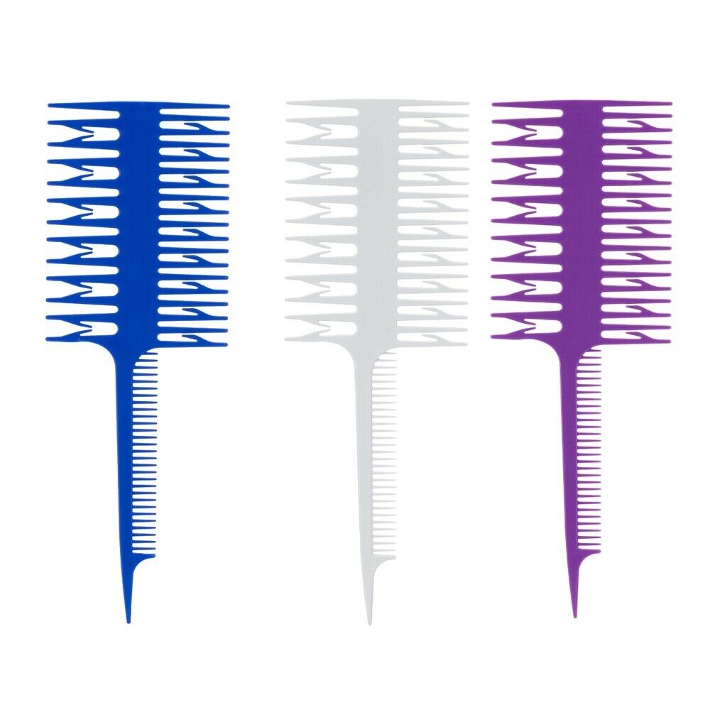 Salon 3-Way/2 Way Weaver Weaving Comb Hair Dyeing Sectioning Highlighting 3x