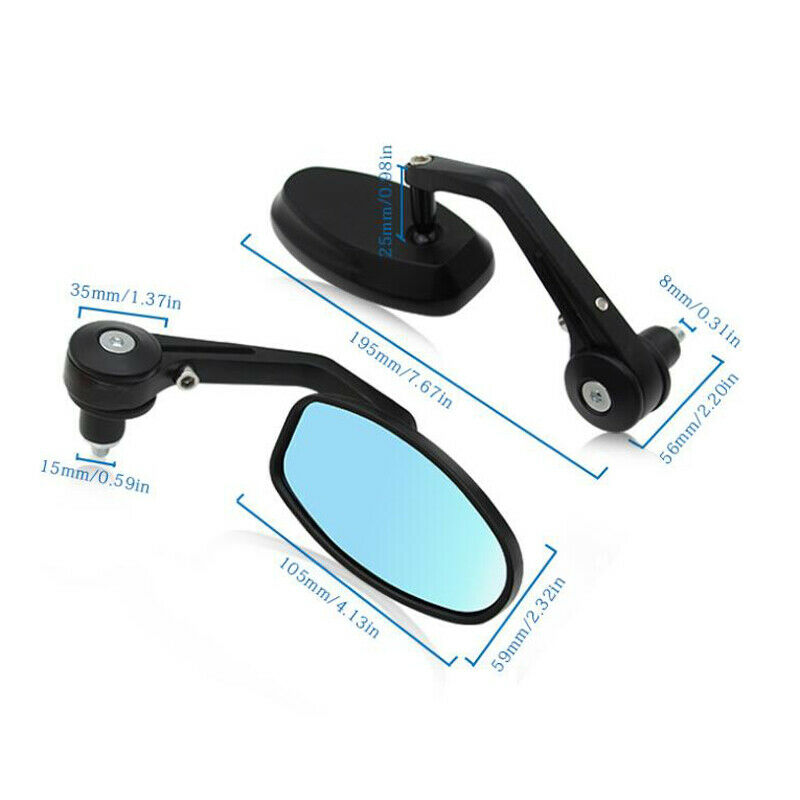 22mm 7/8" Handlebar Motorcycle Universal Handle Bar End Rearview Side Mirrors