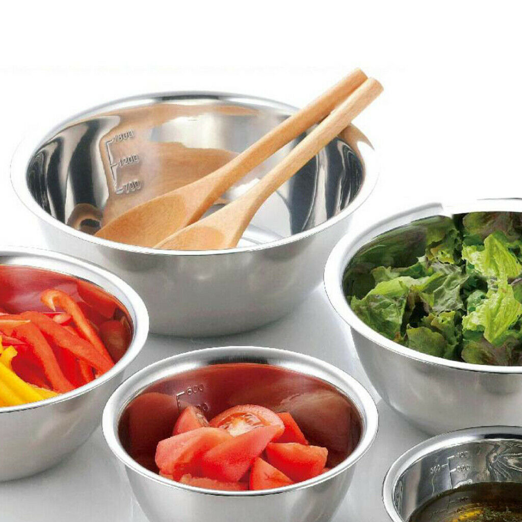 5 Pieces Camping Stainless Steel Mixing Bowl Outdoor Cookware Picnic Hiking