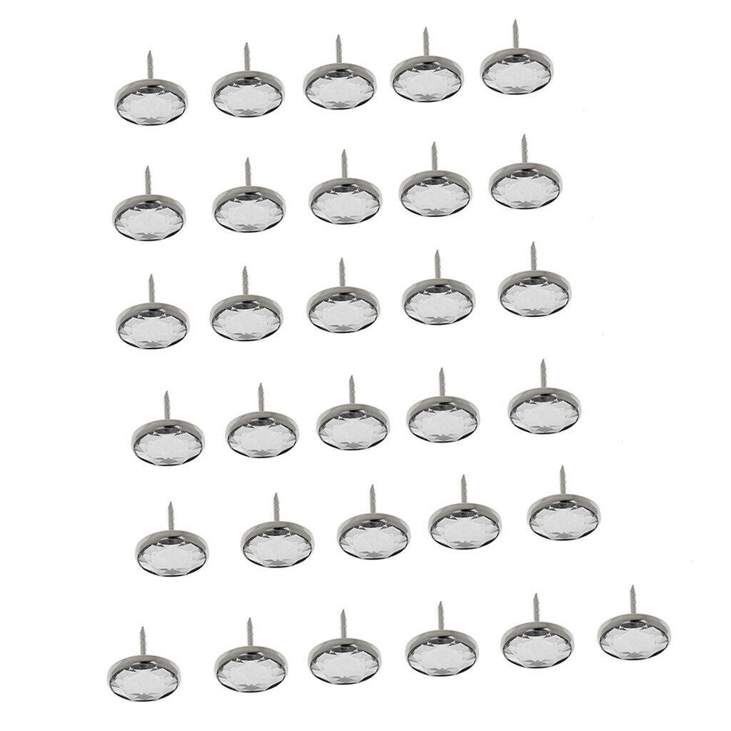 Prettyia 50 x Crystal Sofa Headboard Buttons Nail Upholstery Decor 20mm 22mm