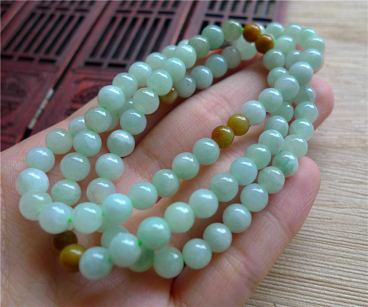 6mm Green 100% Natural A JADE JADEITE Bead Beads Necklace AAA