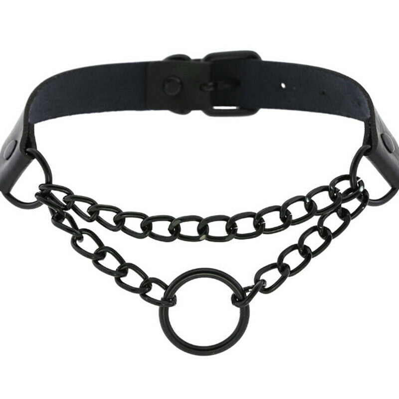 Gothic Punk Leather Choker Pendant Chain Buckle Collar Necklace Jewelry B.l8